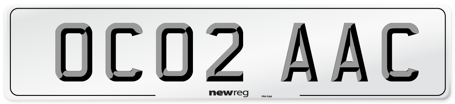 OC02 AAC Number Plate from New Reg